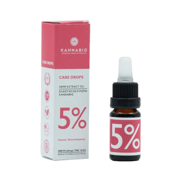Kannabio Care Drops CBD 5% Πλήρους Φάσματος Decarb 500mg/10ml